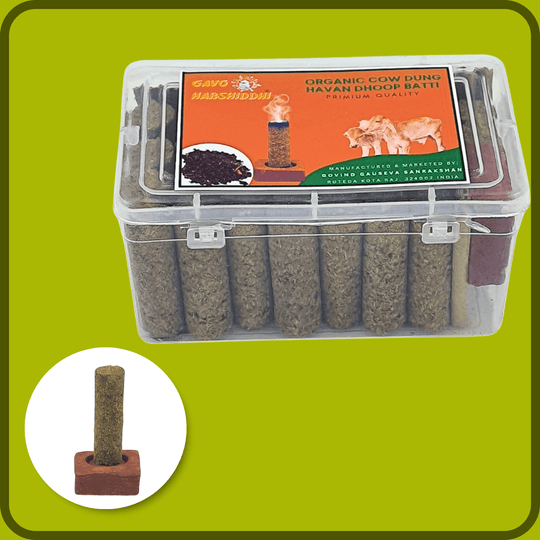 GAVO HARSHIDDHI Havan Fragrance Cow Dung Dhoop Batti - 30 Sticks | Long-Lasting Natural Havan Incense Dhoop Batti | Dhoop Sticks for Pooja, Home Fragrance, Hawan, Air Purification and Meditation