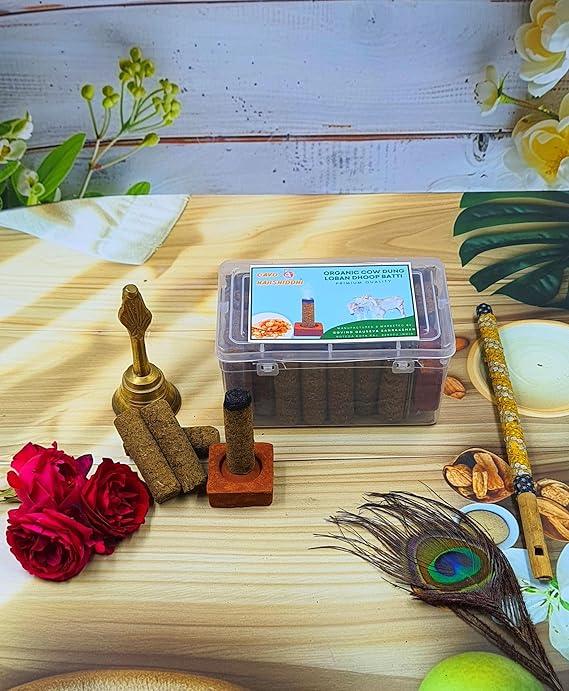 GAVO HARSHIDDHI Loban Fragrance Cow Dung Dhoop Batti - 30 Sticks | Long-Lasting Natural Loban Incense Dhoop Batti | Dhoop Sticks for Pooja, Home Fragrance, Hawan, Air Purification and Meditation