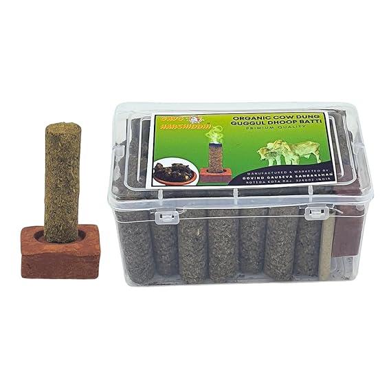GAVO HARSHIDDHI Guggal Fragrance Cow Dung Dhoop Batti - 30 Sticks | Long-Lasting Natural Guggal Incense Dhoop Batti | Dhoop Sticks for Pooja, Home Fragrance, Hawan, Air Purification and Meditation