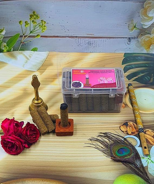 GAVO HARSHIDDHI Gulab Fragrance Cow Dung Dhoop Batti - 30 Sticks | Long-Lasting Natural Rose Incense Dhoop Batti | Dhoop Sticks for Pooja, Home Fragrance, Hawan, Air Purification and Meditation