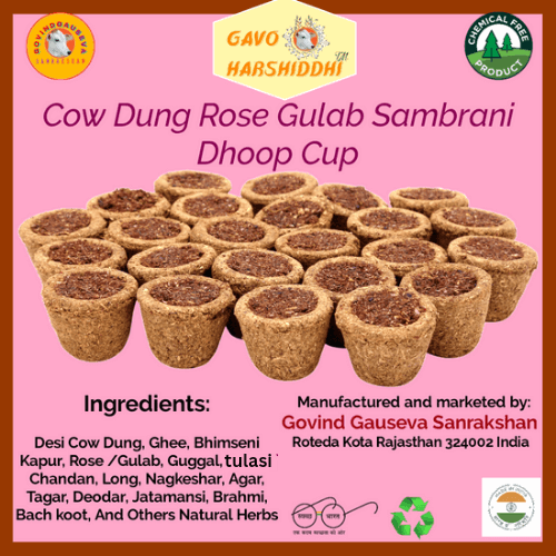 Cow Dung Gulab Rose Sambrani Cup