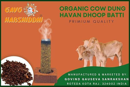 GAVO HARSHIDDHI Havan Fragrance Cow Dung Dhoop Batti - 30 Sticks | Long-Lasting Natural Havan Incense Dhoop Batti | Dhoop Sticks for Pooja, Home Fragrance, Hawan, Air Purification and Meditation