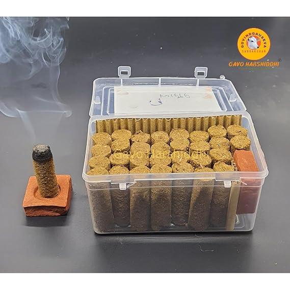 GAVO HARSHIDDHI Havan Fragrance Cow Dung Dhoop Batti - 30 Sticks | Long-Lasting Natural Havan Incense Dhoop Batti | Dhoop Sticks for Pooja, Home Fragrance, Hawan, Air Purification and Meditation