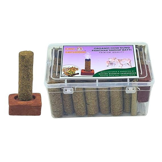 GAVO HARSHIDDHI Sarswati Panchak Fragrance Cow Dung Dhoop Batti - 30 Sticks | Long-Lasting Natural Incense Dhoop Batti | Dhoop Sticks for Pooja, Home Fragrance, Hawan, Air Purification and Meditation