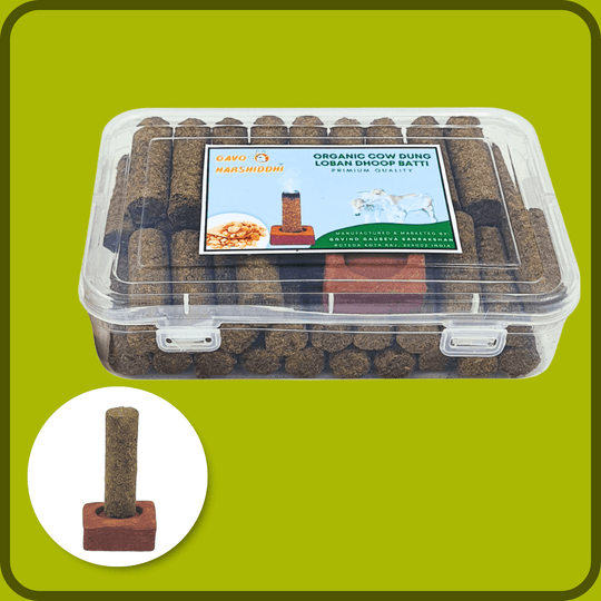 GAVO HARSHIDDHI Loban Fragrance Cow Dung Dhoop Batti - 30 Sticks | Long-Lasting Natural Loban Incense Dhoop Batti | Dhoop Sticks for Pooja, Home Fragrance, Hawan, Air Purification and Meditation