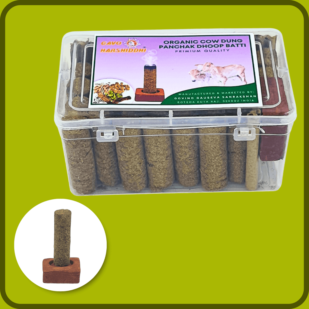 GAVO HARSHIDDHI Sarswati Panchak Fragrance Cow Dung Dhoop Batti - 30 Sticks | Long-Lasting Natural Incense Dhoop Batti | Dhoop Sticks for Pooja, Home Fragrance, Hawan, Air Purification and Meditation