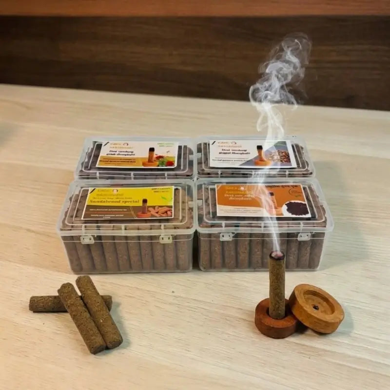 GAVO HARSHIDDHI Cow Dung Dhoop Batti | Guggul, Chandan, Havan, Gulab| 4 in 1 - 2.5 Inch (240 Pcs)
