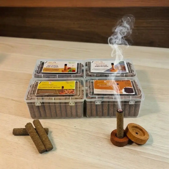 GAVO HARSHIDDHI Cow Dung Dhoop Batti | Guggul, Chandan, Havan, Gulab| 4 in 1 - 2.5 Inch (240 Pcs)