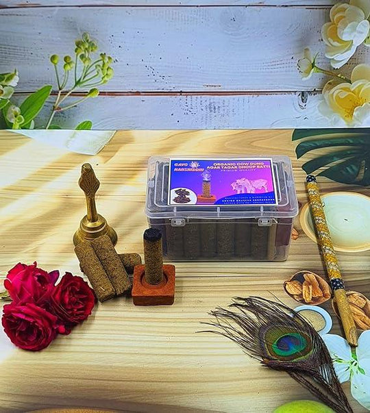 GAVO HARSHIDDHI Agar Tagara Fragrance Cow Dung Dhoop Batti - 30 Sticks | Long-Lasting Natural Incense Dhoop Batti | Dhoop Sticks for Pooja, Home Fragrance, Hawan, Air Purification and Meditation