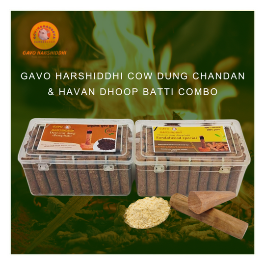 GAVO HARSHIDDHI COW DUNG CHANDAN & HAVAN DHOOP BATTI COMBO