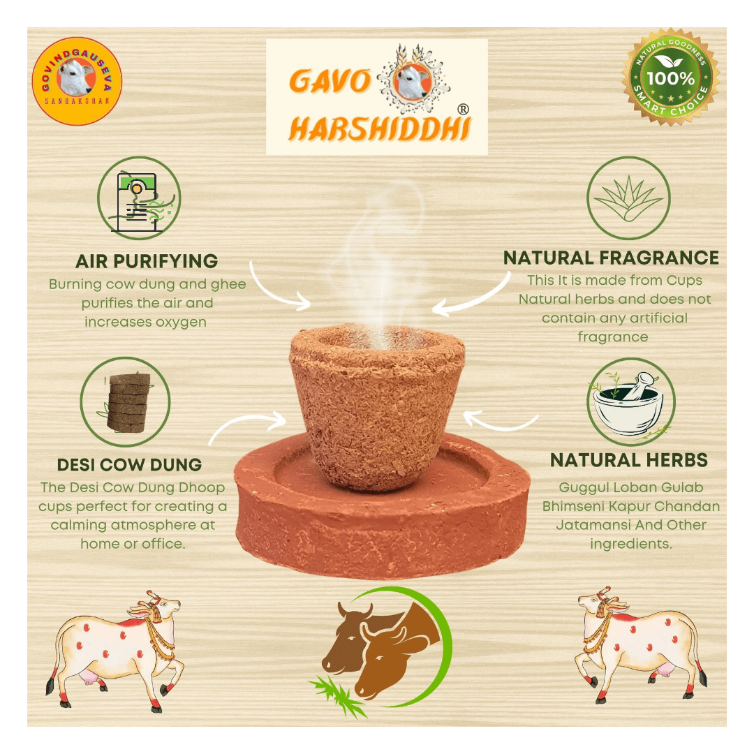 GAVO HARSHIDDHI COW DUNG SAMBRANI HAVAN CUP EMPTY