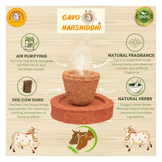 GAVO HARSHIDDHI COW DUNG SAMBRANI HAVAN CUP EMPTY