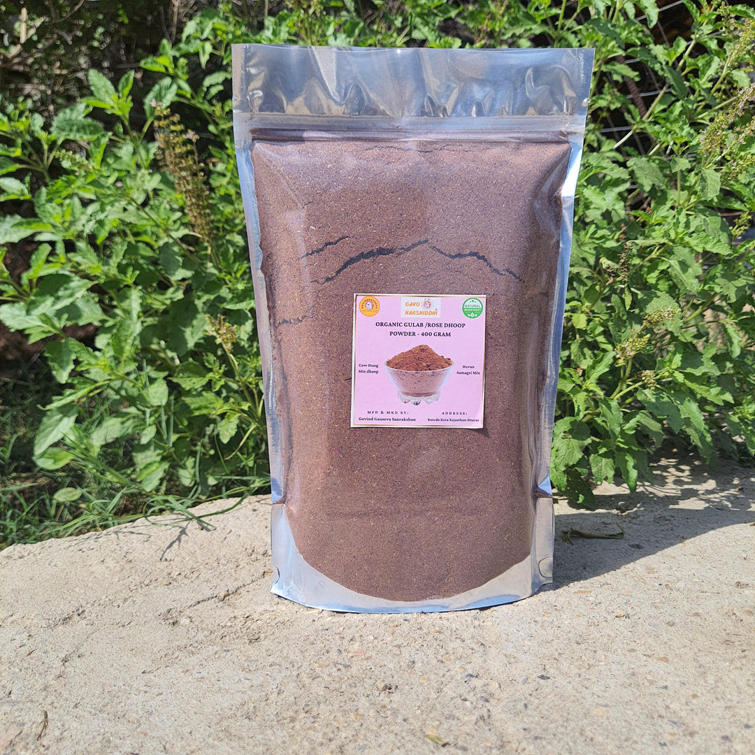 GAVO HARSHIDDHI ORGANIC HERBAL HAVAN MIX DHOOP POWDER 400 GRAM | ROSE