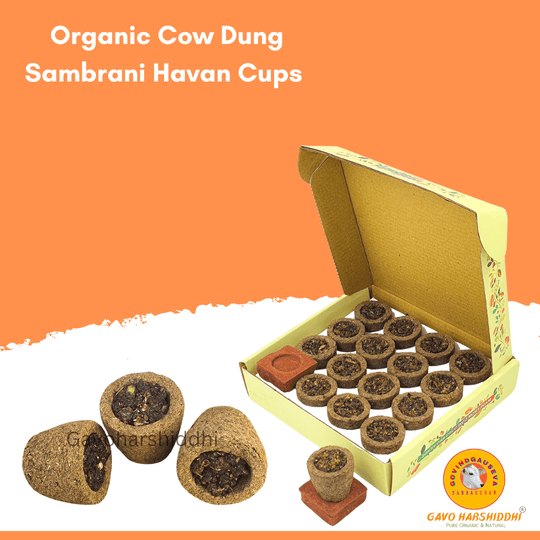 GAVO HARSHIDDHI Natural Cow Dung Sambrani Havan Cups