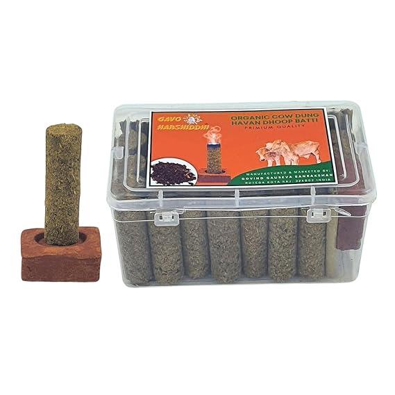 Gavo Harshiddhi Havan Fragrance Cow Dung Dhoop Batti – Premium Thick Sticks, 50-Minute Long Burning, 30 Pieces
