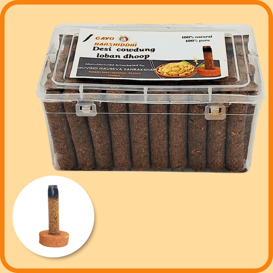 GAVO HARSHIDDHI ORGANIC COW DUNG LOBAN DHOOP BATTI 2.5 INCH