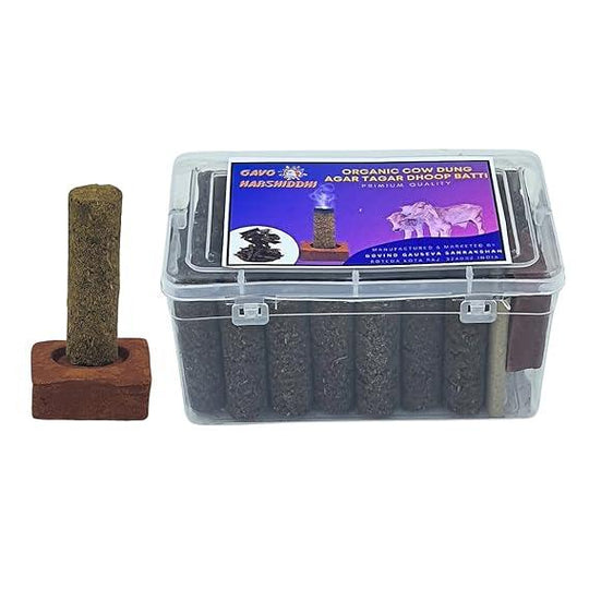 GAVO HARSHIDDHI Agar Tagara Fragrance Cow Dung Dhoop Batti - 30 Sticks | Long-Lasting Natural Incense Dhoop Batti | Dhoop Sticks for Pooja, Home Fragrance, Hawan, Air Purification and Meditation