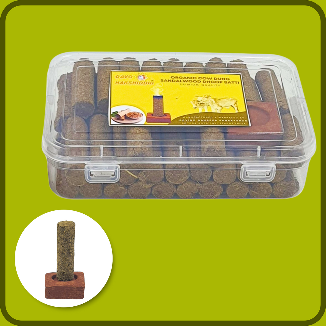 GAVO HARSHIDDHI Chandan Fragrance Dhoop Batti | Long-Lasting Natural Sandalwood Incense Dhoop Batti | Dhoop Sticks for Pooja, Home Fragrance, Hawan, Air Purification and Meditation