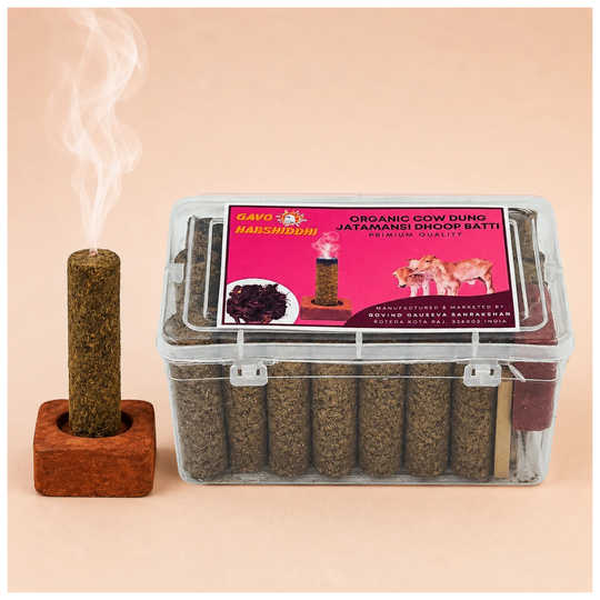 GAVO HARSHIDDHI Jatamaasi Fragrance Cow Dung Dhoop Batti | Long-Lasting Natural spikenard Thick Incense Dhoop Sticks