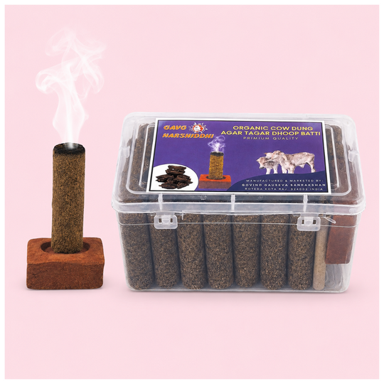 GAVO HARSHIDDHI Agar Tagara Fragrance Cow Dung Dhoop Batti | Long-Lasting Natural - Thick Incense Dhoop Sticks