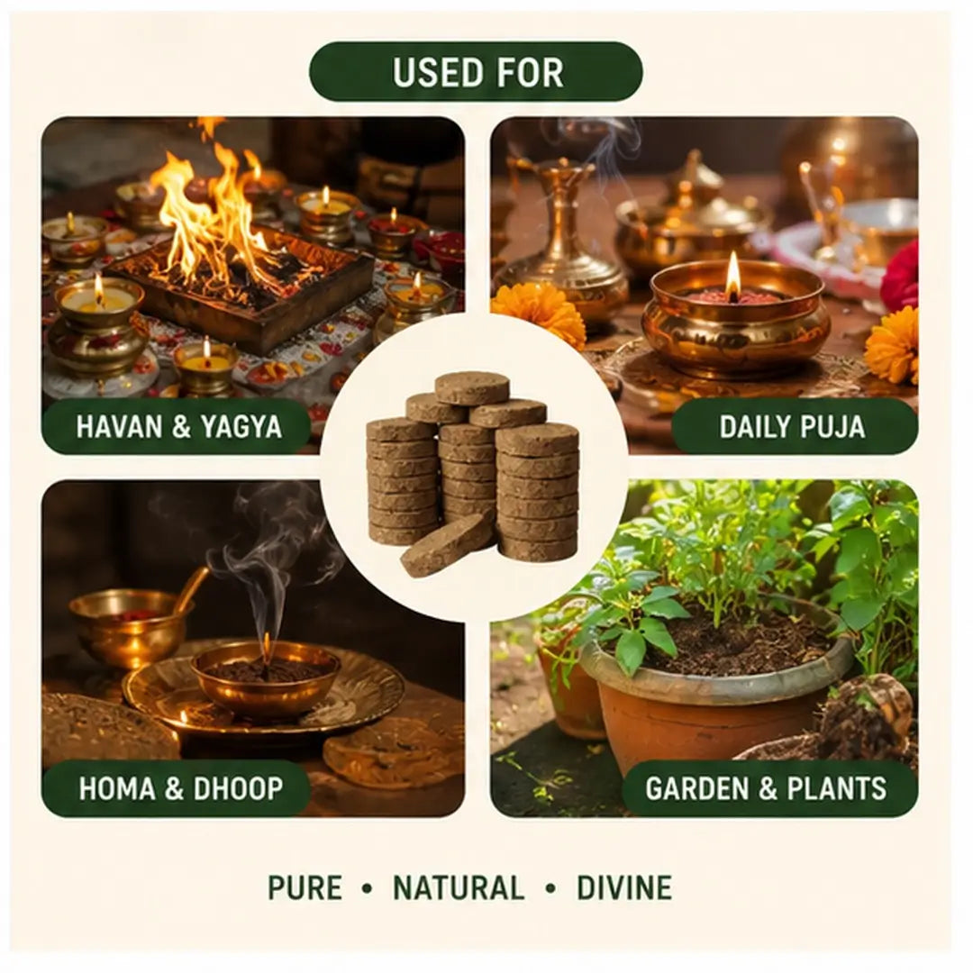 GAVO HARSHIDDHI Pure Desi Cow Dung Cakes | Gobar Upale / Kande - 40 pcs