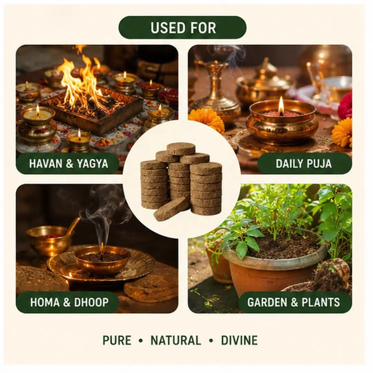 GAVO HARSHIDDHI Pure Desi Cow Dung Cakes | Gobar Upale / Kande - 40 pcs