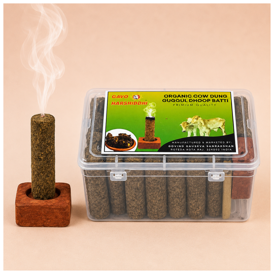 GAVO HARSHIDDHI Guggul Fragrance Cow Dung Dhoop Batti | Long-Lasting Natural Guggul  Thick Incense Dhoop Sticks