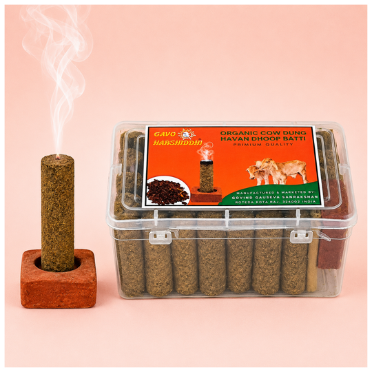 Gavo Harshiddhi Havan Fragrance Cow Dung Dhoop Batti – Premium Thick Sticks, 50-Minute Long Burning, 30 Pieces