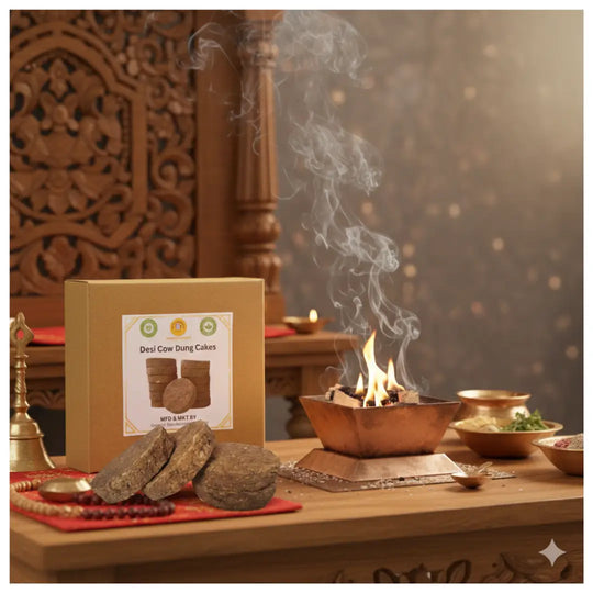 GAVO HARSHIDDHI Cow Dung Cake | 3.15-Inch Round, 32 Piece