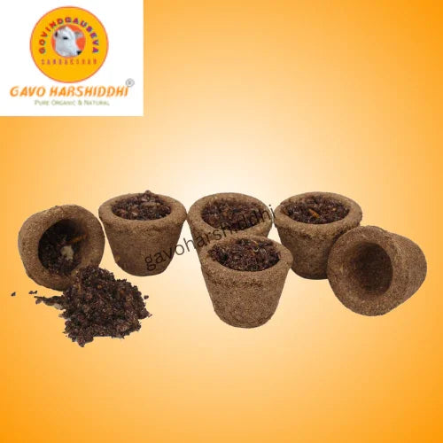 GAVO HARSHIDDHI Cow Dung Havan Cups | Filled Guggul Havan Samagri Mix- 90 pcs